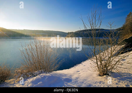 Verse reservoir in winter, Germany, North Rhine-Westphalia, Sauerland, Luedenscheid Stock Photo