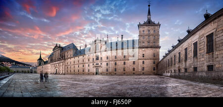 Western facade, El Escorial, Unesco World Heritage. San Lorenzo. Madrid, Spain. Stock Photo