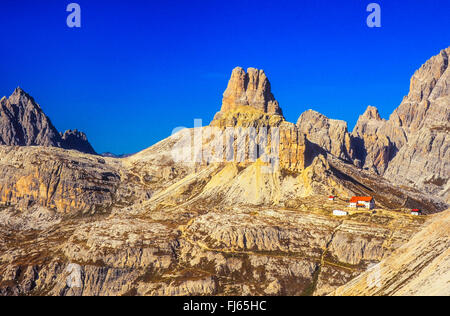 alpine refuge Antonio Locatelli, La torre di Toblino, Italy, South Tyrol, Dolomites Stock Photo