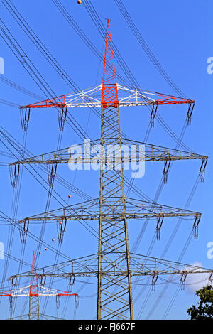 power pole and high voltage power line, Germany Stock Photo