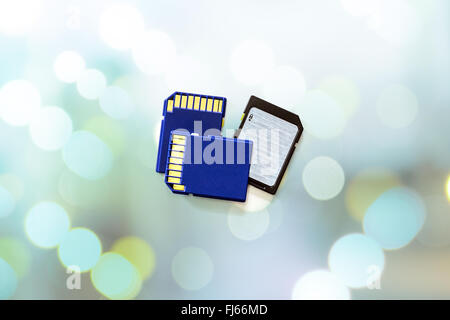 SD card as storage devices for use in digital cameras and multimedia devices. Stock Photo