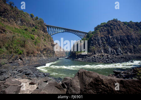 bridge over the Zambesi at Victoria Falls, Victoria Falls Bridge, Zambia, Victoria Falls Bridge Stock Photo