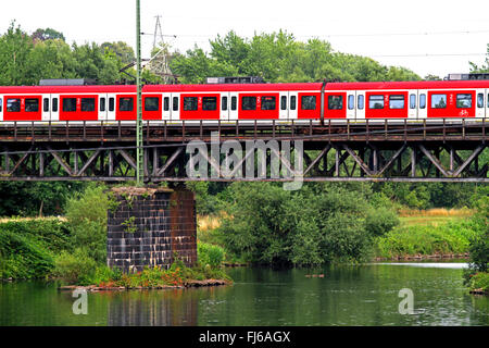 Railway Bridge With A Rhine-Ruhr S-Bahn (suburban Passenger Train Stock ...