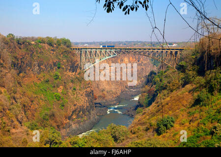 bridge over the Zambesi at Victoria Falls, Victoria Falls Bridge, Zambia, Victoria Falls Bridge Stock Photo