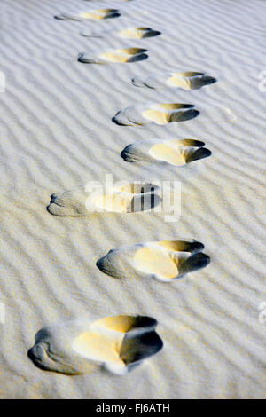 footprints on Dune of Pilat, the tallest sand dune in Europe, France, Arcachon Stock Photo