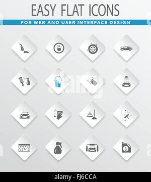 Car wash shower service icons set Stock Vector