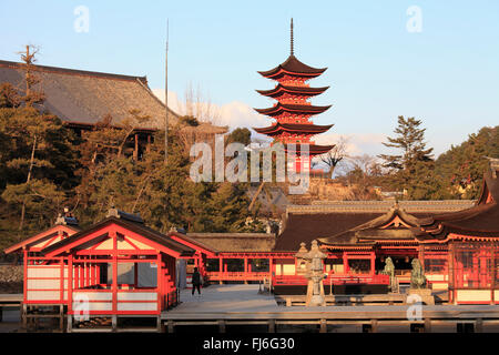 Japan, Miyajima, Itsukushima Shrine, Five-storied Pagoda, Stock Photo