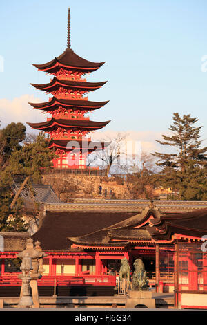 Japan, Miyajima, Itsukushima Shrine, Five-storied Pagoda, Stock Photo