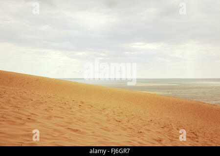Dune du Pilat. Dune of Pilat, the tallest sand dune in Europe, located in the Arcachon Bay area, France. Stock Photo
