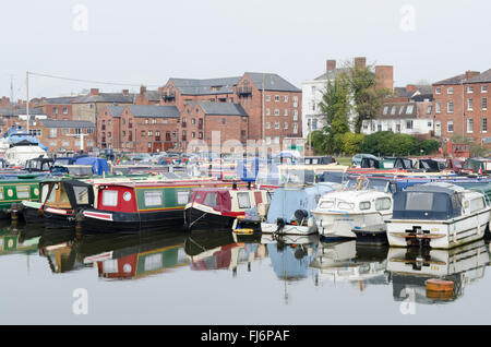 Boats moored at Stourport Marina in Stourport-on-Severn, Worcestershire Stock Photo