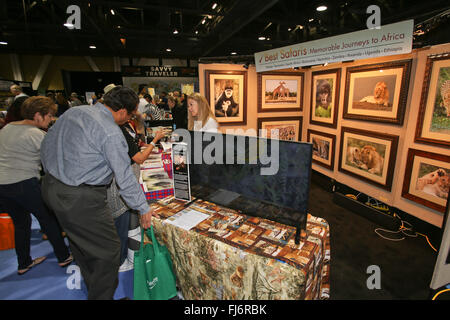 Long Beacgh, California, USA. 27th Feb, 2016. The Los Angeles Travel & Adventure Show came to the Long Beach Convention Center from February 27-28, 2016 bring with it hundreds of the world's top travel providers and destination experts who share insider travel tips and secrets, help travelers plan and customize their next adventure, and offer exclusive travel deals. Show visitors are treated to a highly interactive cultural marketplace of international cuisine, music, dance, celebrity travel speakers, the latest must-have travel gadgets, and other fun activities. (Credit Image: © Craig D Stock Photo