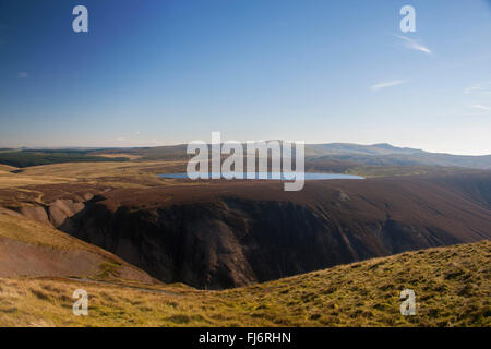 Glaslyn lake looking south towards Plynlimon from Foel Fadian Cambrian Mountains Powys Mid Wales UK Stock Photo