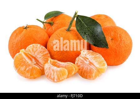 Fresh Tangerine Fruits White Isolated Stock Photo
