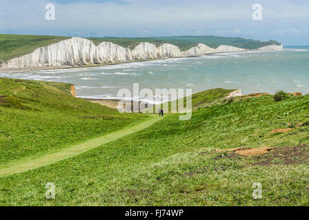 Seven Sister Cliff Formation near Eastbourne, East Sussex, South England Stock Photo