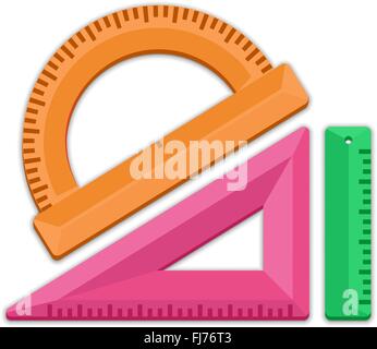 ruler triangle protractor Stock Vector