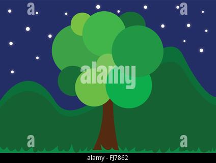 a tree made with circles of green with amazing glowy background Stock Vector