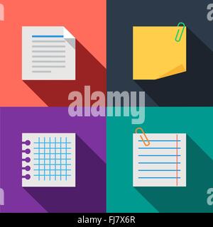Blanks paper notes set color icons Stock Vector