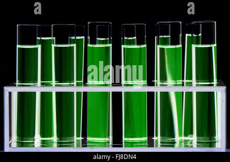 Test Tube in Close-up on Black Background. Stock Photo