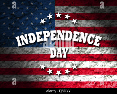 Independence Day usa card with american flag grunge style background Stock Photo