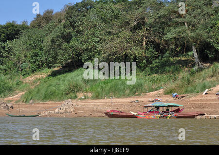 Traditional boats, Mekong river, Laos Stock Photo