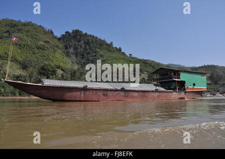 Slowboat, Mekong river, Laos Stock Photo