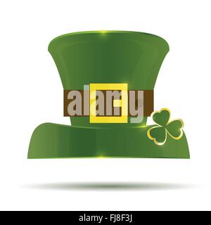 Green St. Patrick's Day Hat. Vector illustration. Hat isolated on white background. Stock Vector