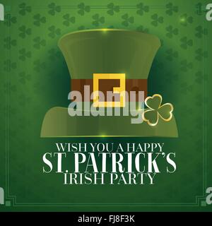 Typographic Saint Patrick's Day Retro Background with Green Hat. Vector illustration. Template for party flyers. Stock Vector