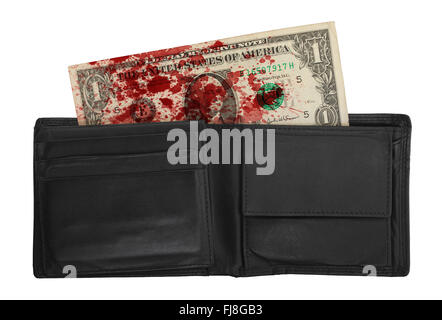 US one Dollar bill in a wallet, close up photo Stock Photo