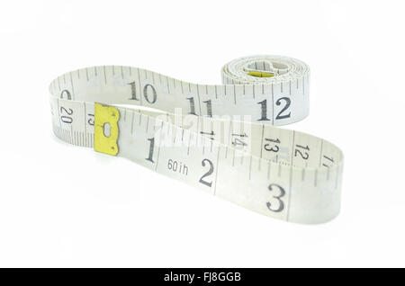 measuring tape for tool roulette  on white background. Stock Photo