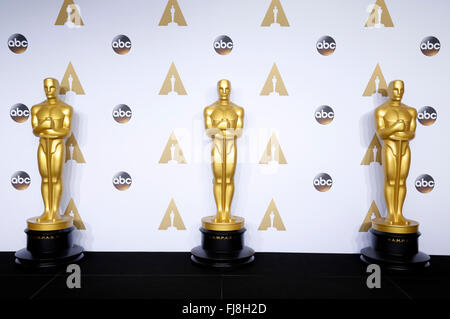 Press room at the 88th Annual Academy Awards at Loews Hollywood Hotel on February 28, 2016 in Hollywood, California. Stock Photo