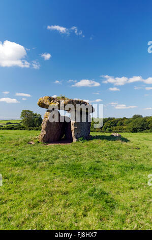 Maes Y Felin or St Lythans burial chamber, Vale of Glamorgan, South Wales, UK. Stock Photo