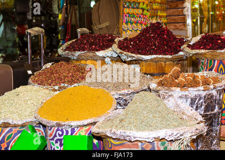 SHARM EL SHEIKH, EGYPT - FEBRUARY 22, 2014: Colorful Seamless texture with food spices and herbs, spice market, Sharm El Sheikh Stock Photo