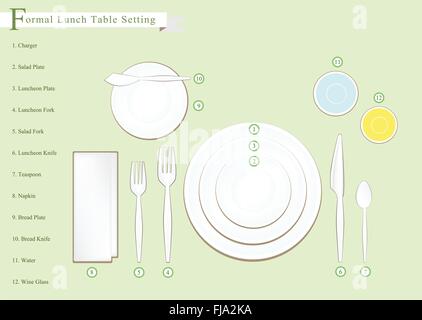 Formal Dinner, Business Dinner or Formal Lunch Place Setting Preparing for Special Occasions. Stock Vector