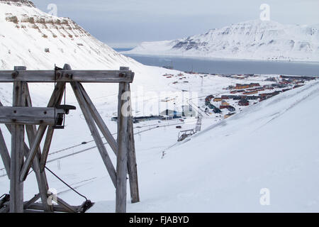 A town details of Longyearbyen - the most Northern settlement in the world. Spitsbergen (Svalbard). Norway. Stock Photo