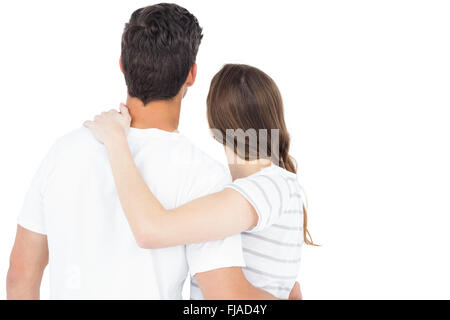 Rear view of a couple hugging Stock Photo