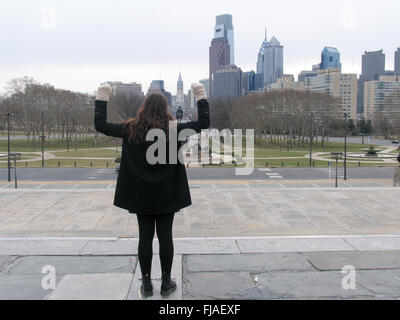 Rocky pose | At top of steps in front of symbolic Ferris whe… | Flickr