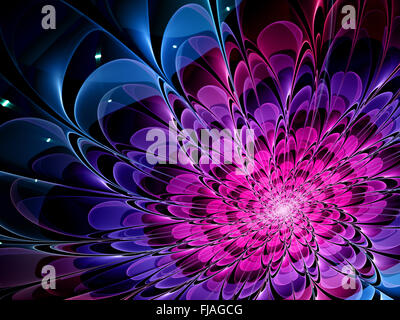 Purple fractal flower, computer generated abstract background Stock Photo