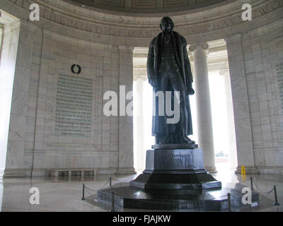 Bronze statue of Jefferson inside the Thomas Jefferson Memorial. Stock Photo
