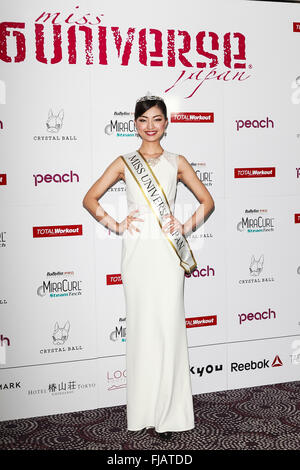 Tokyo, Japan. 1st March, 2016. Miss Universe Japan 2016 winner Sari Nakazawa poses for the cameras during a photo-call at the Miss Universe Japan 2016 contest in the Hotel Chinzanso Tokyo on March 1, 2016, Tokyo, Japan. The 23 year-old from Shiga Prefecture captured the crown and will represent Japan at the next Miss Universe international competition. © Rodrigo Reyes Marin/AFLO/Alamy Live News Stock Photo