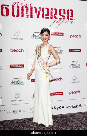 Tokyo, Japan. 1st March, 2016. Miss Universe Japan 2016 winner Sari Nakazawa poses for the cameras during a photo-call at the Miss Universe Japan 2016 contest in the Hotel Chinzanso Tokyo on March 1, 2016, Tokyo, Japan. The 23 year-old from Shiga Prefecture captured the crown and will represent Japan at the next Miss Universe international competition. © Rodrigo Reyes Marin/AFLO/Alamy Live News Stock Photo