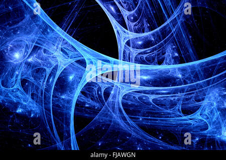 Blue synapse system, computer generated fractal background Stock Photo