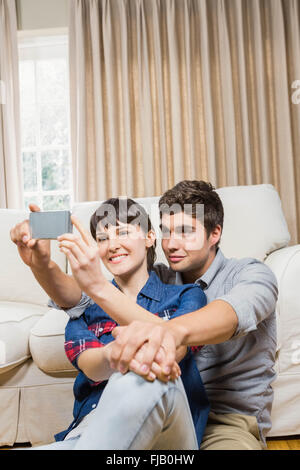 Romantic couple taking selfie Stock Photo