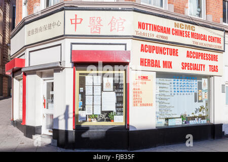 Nottingham Chinese Medical Centre, a shop selling Chinese medicines, herbs, teas and providing acupuncture services, Nottingham, England, UK Stock Photo