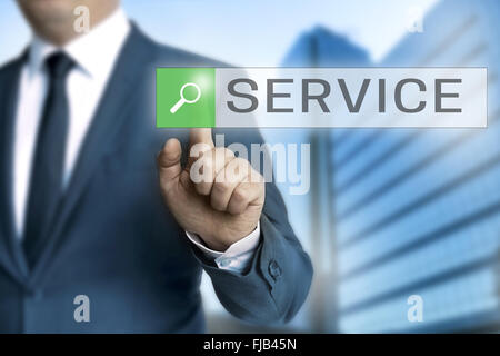 service browser is operated by businessman. Stock Photo