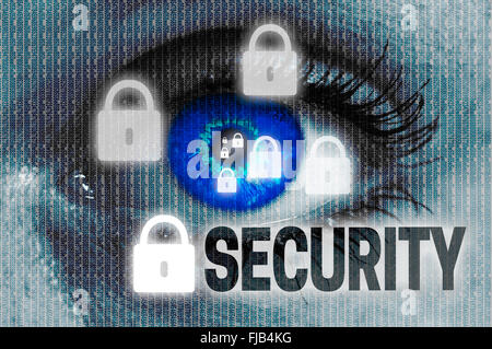 Security eye looks at viewer concept background Stock Photo - Alamy