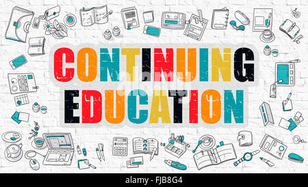 Continuing Education Concept. Multicolor on White Brickwall. Stock Photo