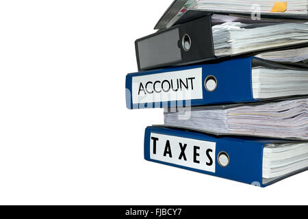 Tax file folders on white background. Stock Photo