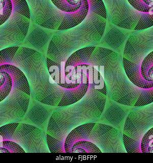 Green and purple repeating spiral fractal Stock Vector