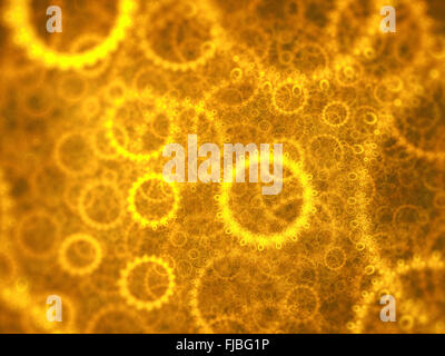 Yellow abstract virus backdrop, computer generated fractal Stock Photo