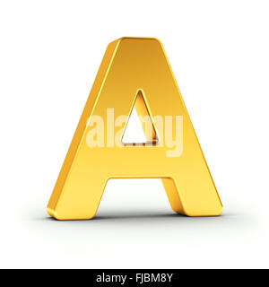 The Letter A as a polished golden object over white Stock Photo